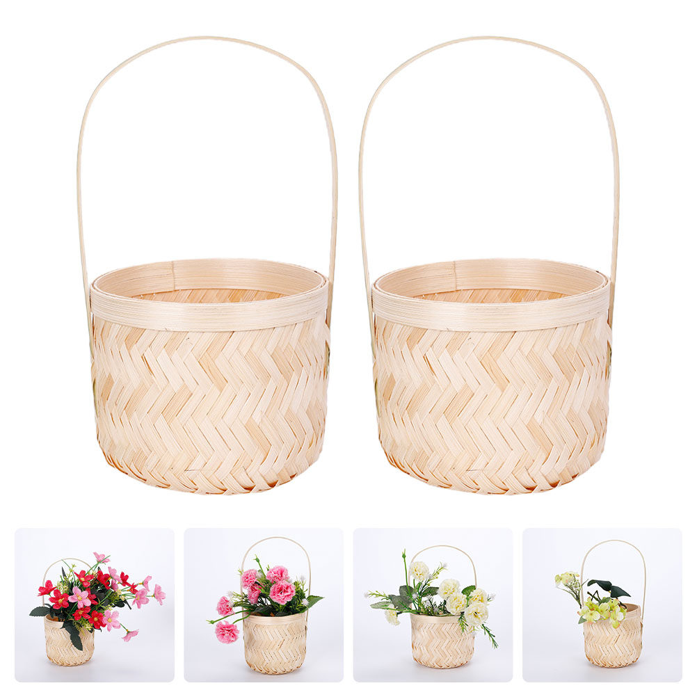 Sustainable Living Is - 2Pcs Sustainable Bamboo Decorative Flower Basket